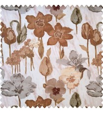 Green brown grey color beautiful flower designs with texture finished background natural look flower buds main curtain